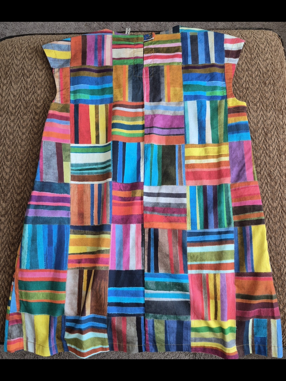 Colorful Striped Patchwork Sleeveless Tunic - Picture 3 of 6
